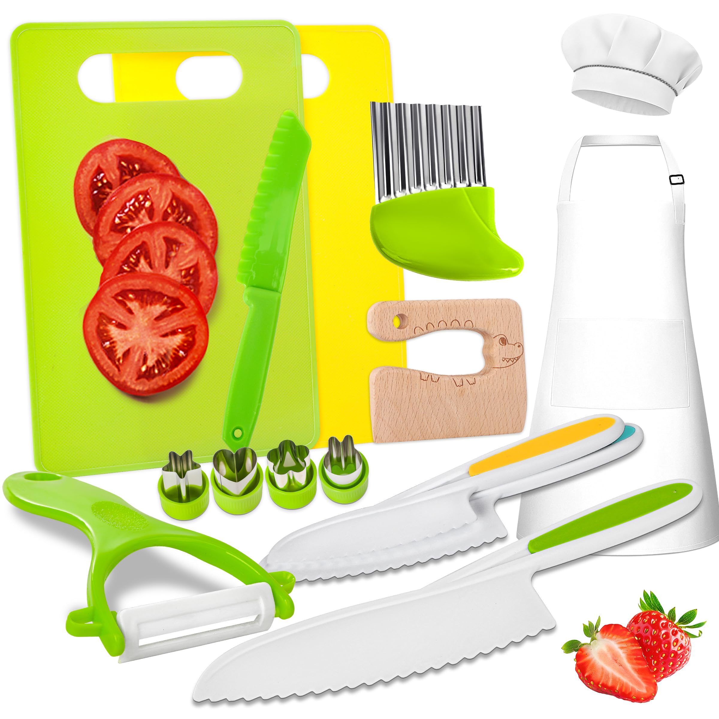 LWWTBS kids knife set real cooking wooden tools enhances pretend play with safe materials.