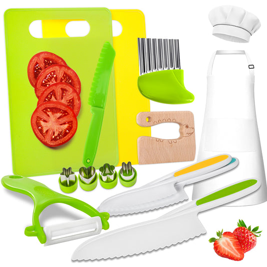LWWTBS kids knife set real cooking wooden tools enhances pretend play with safe materials.