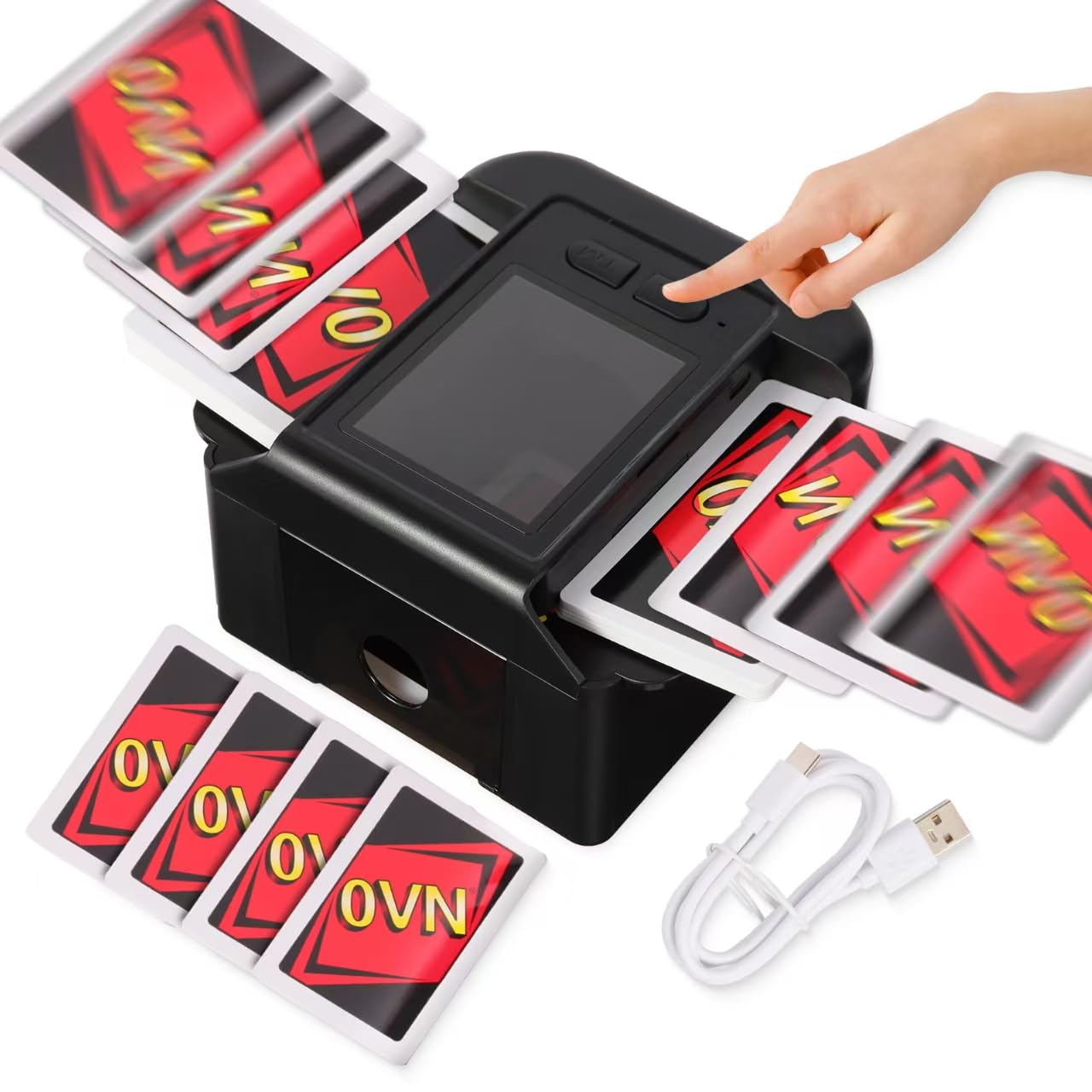 Lxjmcwio rechargeable card shuffler two-decks side view enables quick, quiet game night shuffles