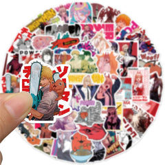 LXYRDHOQPW Chainsaw Man sticker 04 on helmet spotlights personality and weatherproof durability.