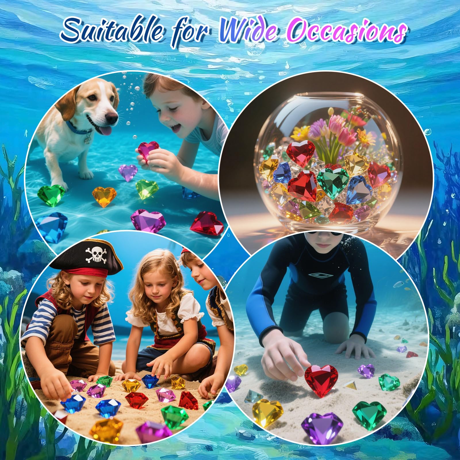Lxzyu pool diving gems treasure set 40mm assorted colors for underwater hunts