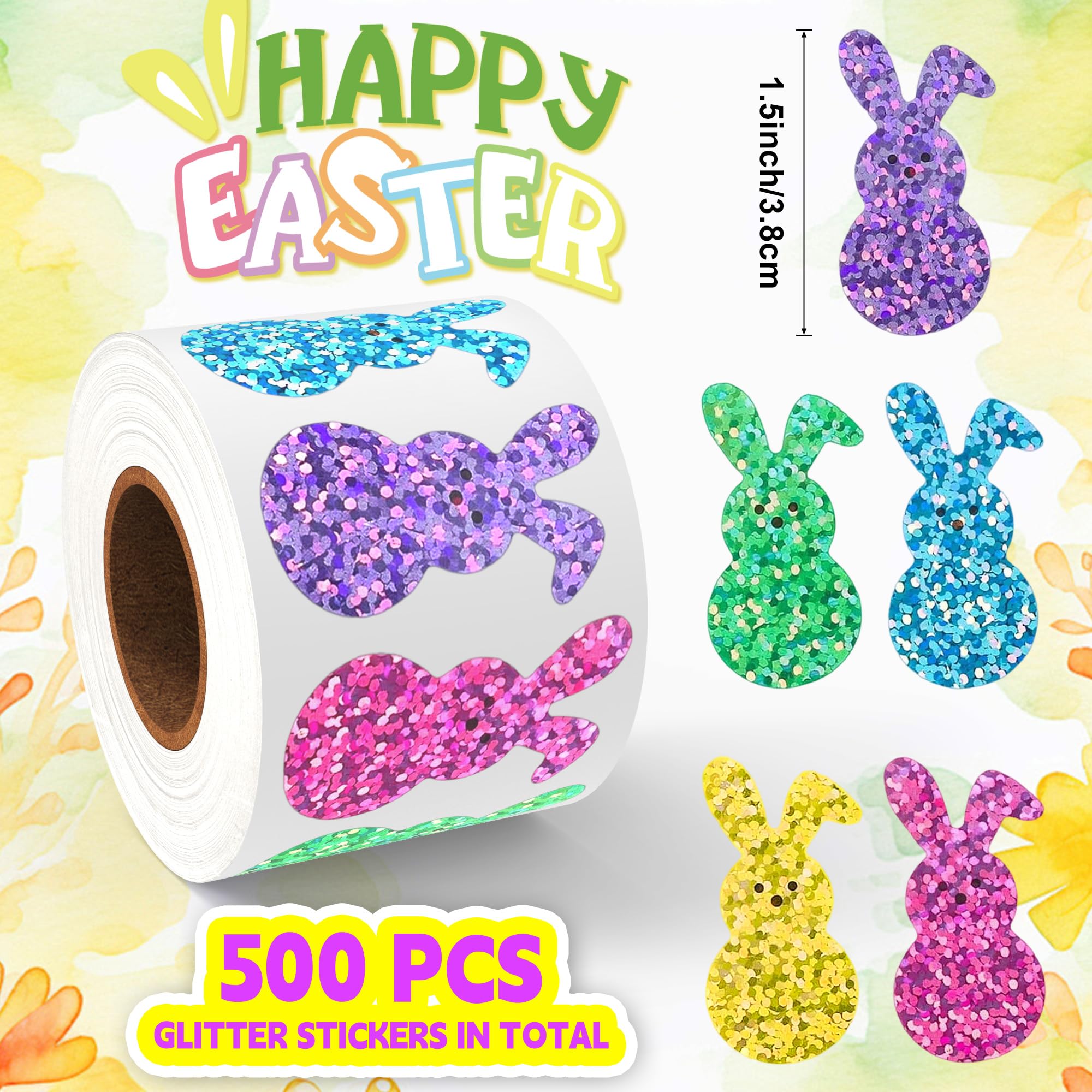 Lxzyu Sparkling bunny design stickers add festive shine to eggs and crafts