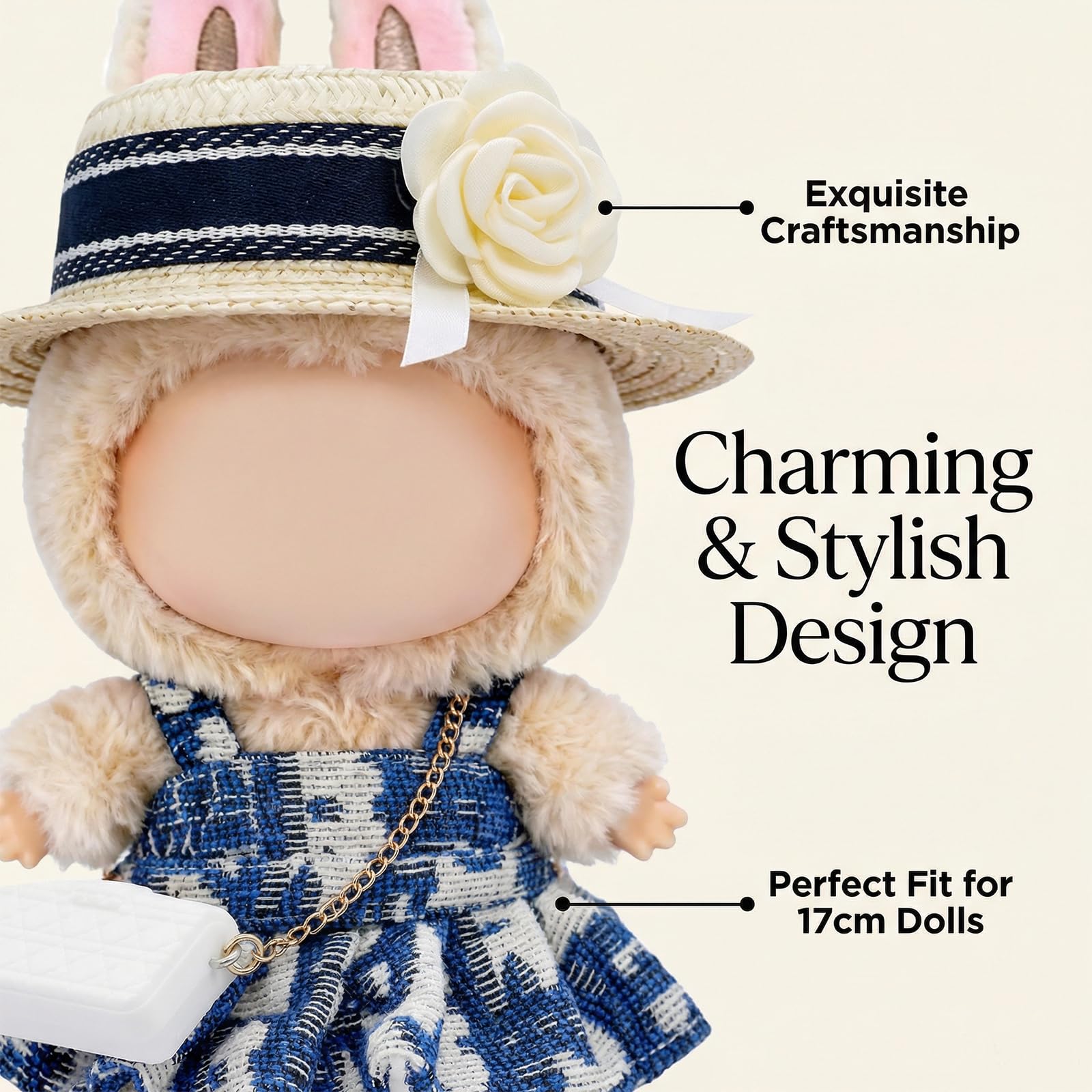 LYBHYQTII blue doll bag completes the coordinated accessory look.