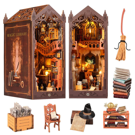Lycidae book-nook kit assembly for a cozy desk display
