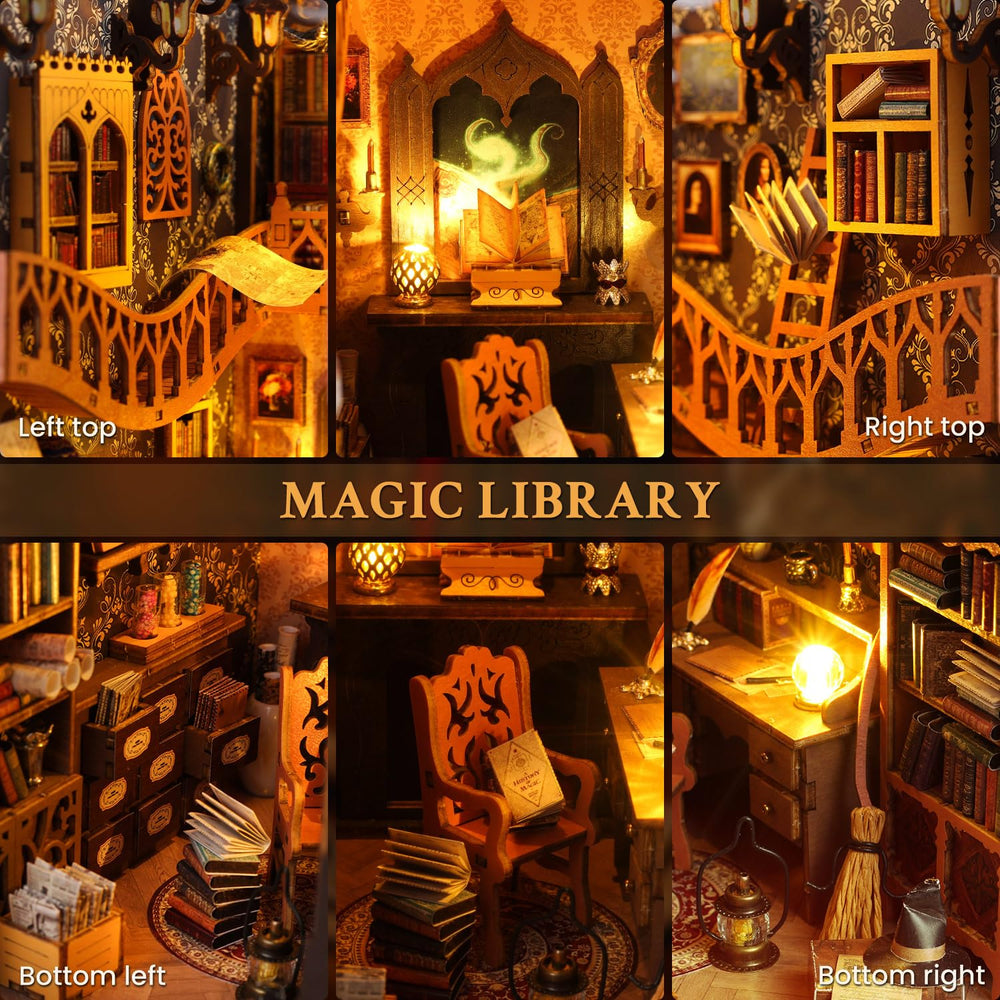 Lycidae LED light booknook illuminating the tiny interior