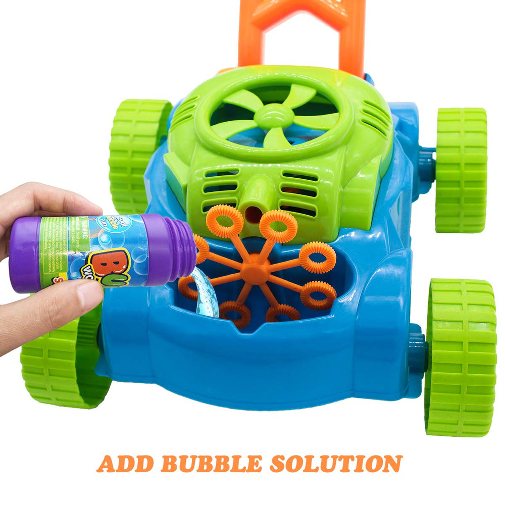 Lydaz cartoon stickers; personalize the bubble mower for playful gifting.
