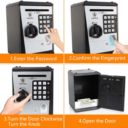 Lyght Mini ATM Savings Bank fingerprint authentication demonstrates secure access for children.