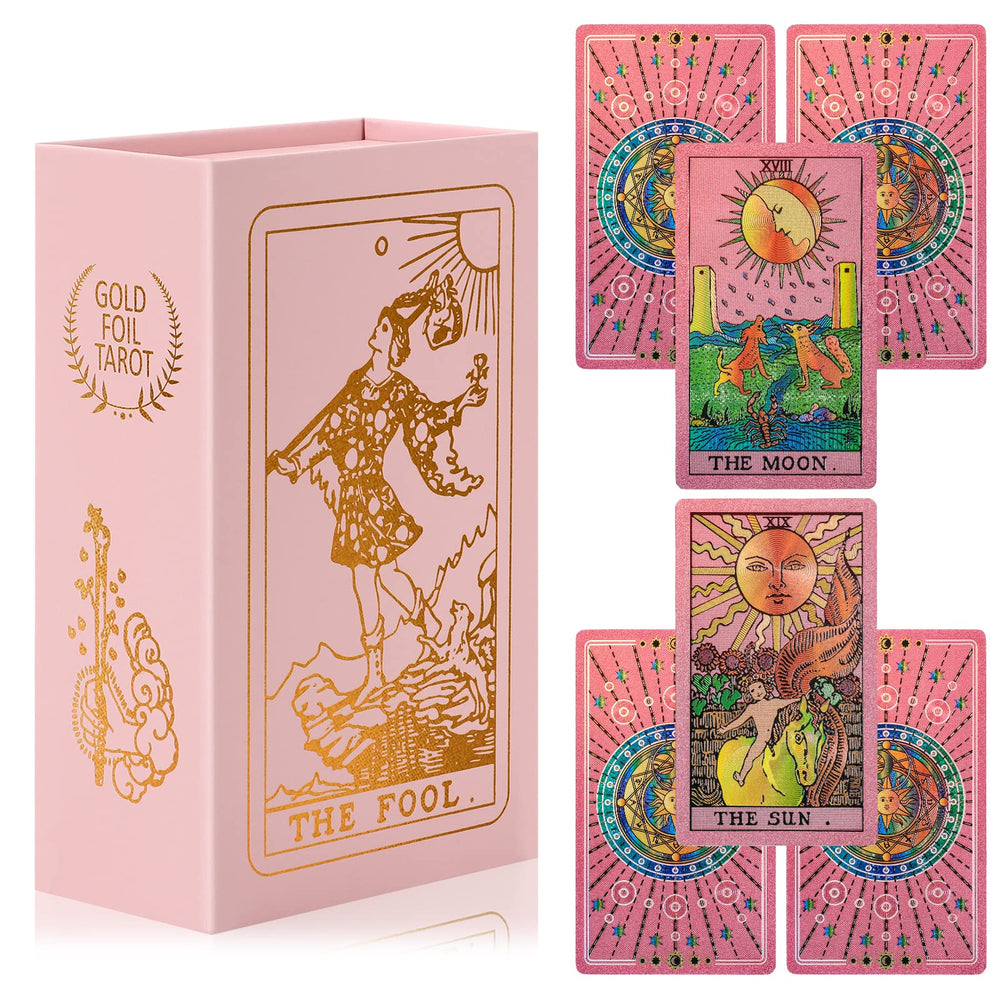 LYINGFISH tarot cards for beginners pink deck ideal for intuitive practice and learning the Waite meanings.