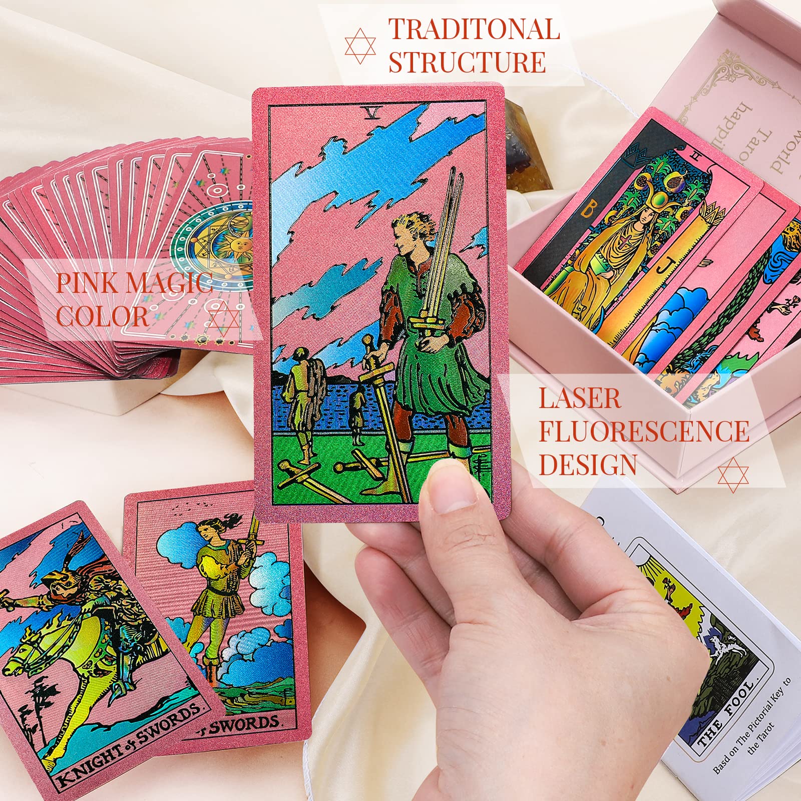 LYINGFISH rose-gold pink deck highlights unique card artistry for inspiring readings.