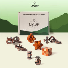 LYiUP wooden and metal puzzle interlocking gear visual shows durable construction for safe play.