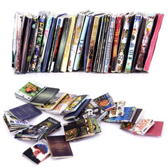 Lynkaye dollhouse miniature books cover-collection enhances timeless charm on display shelves.