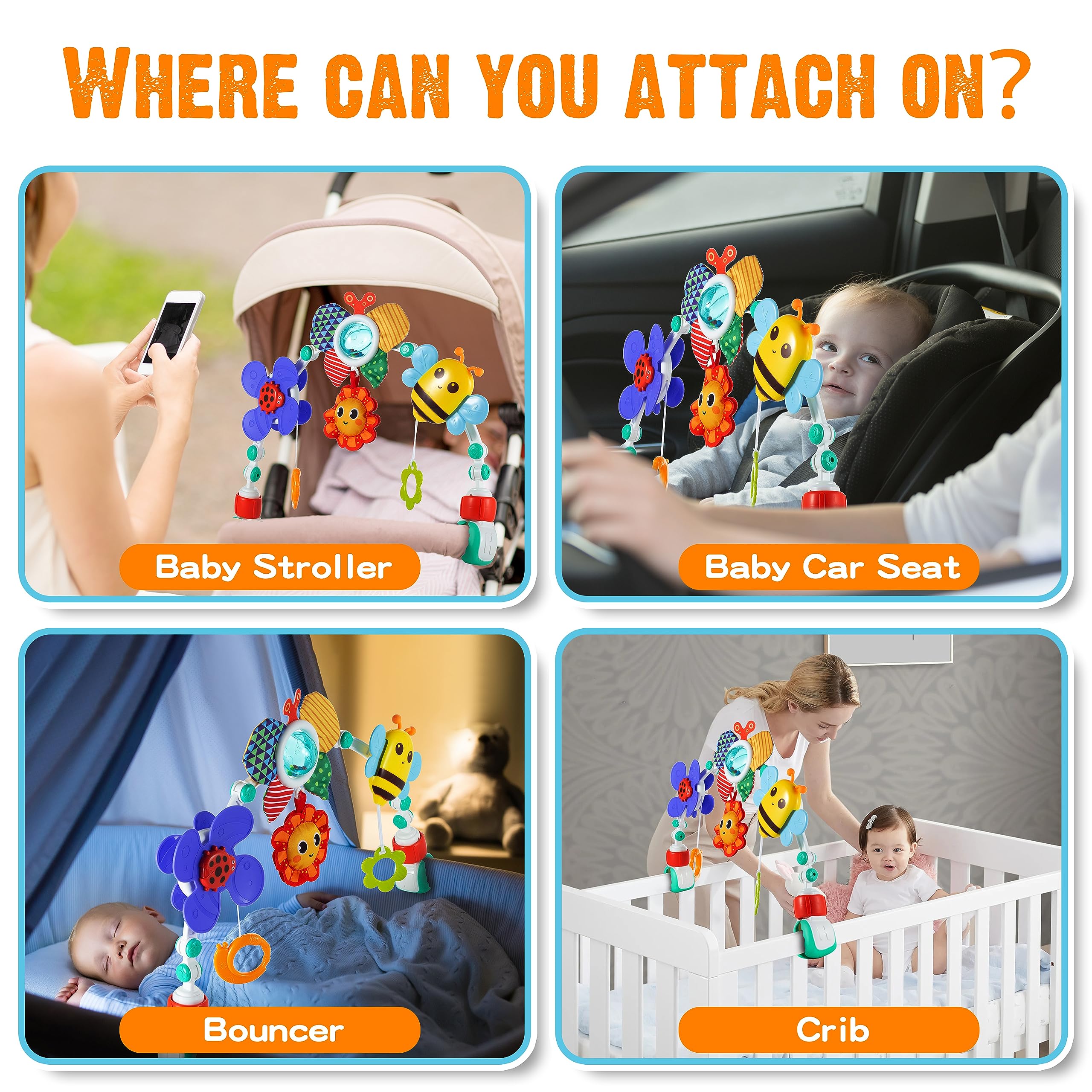 Lynncare baby toy hanging attachments promote sensory exploration during car rides