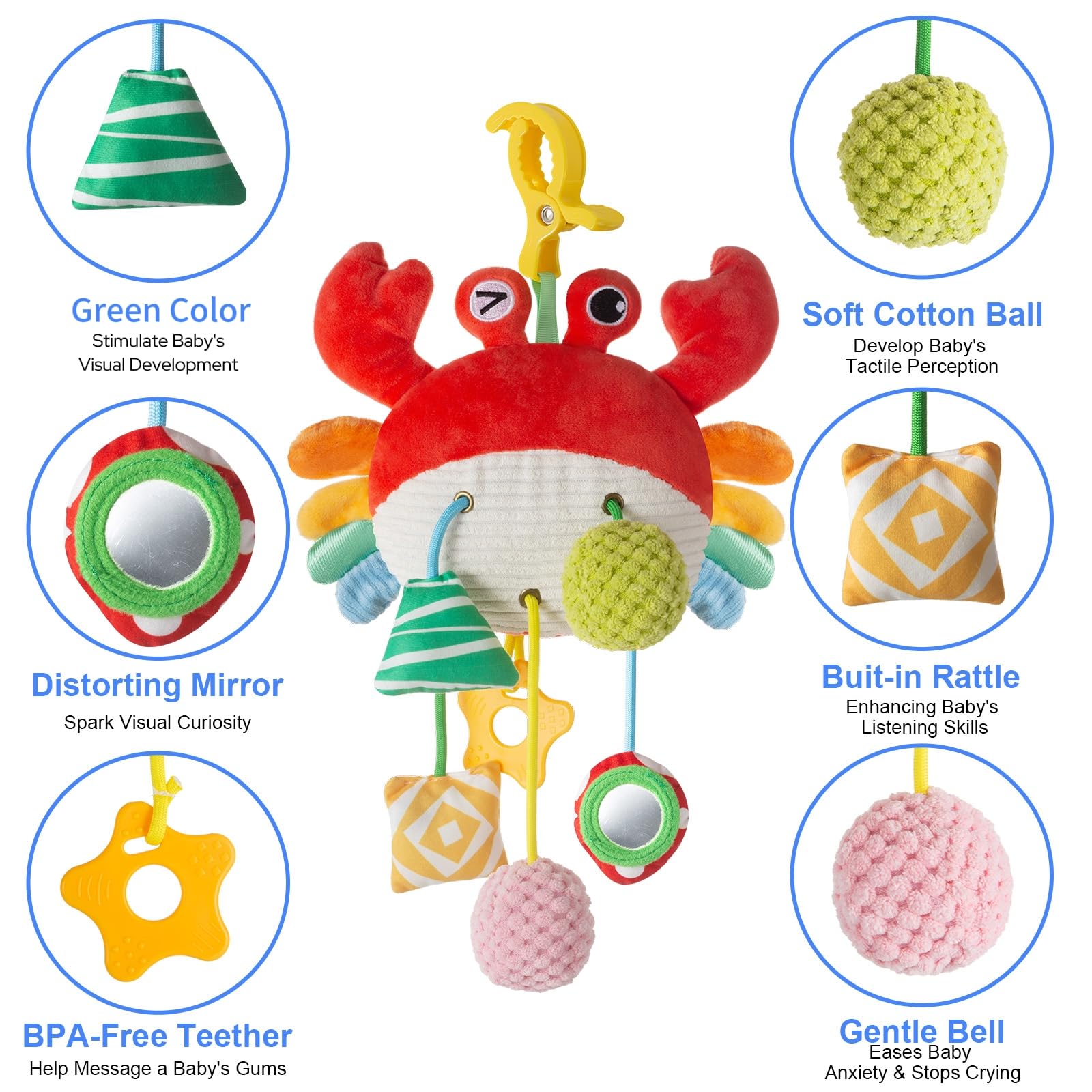 Lynncare car seat toy clip for easy hanging on stroller or crib