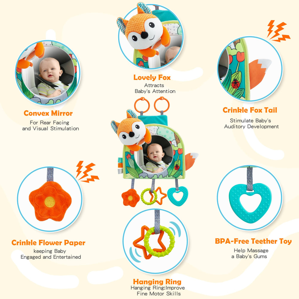 Lynncare car seat toy colorful rings for grip and color recognition