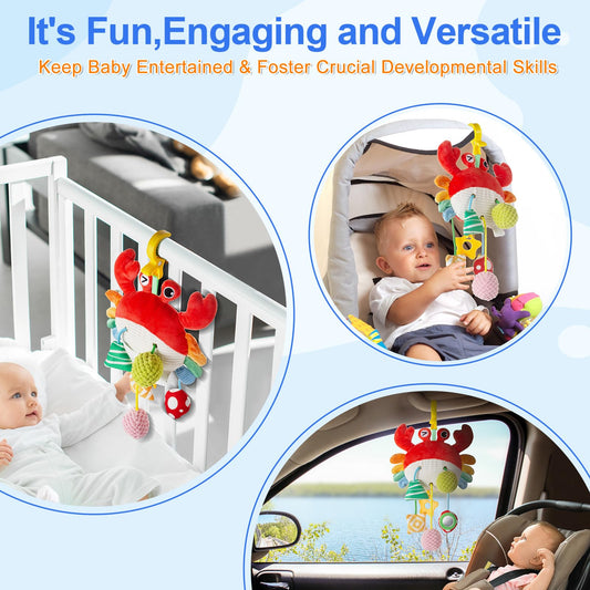 Lynncare car seat toy hanging accessories with shapes and textures