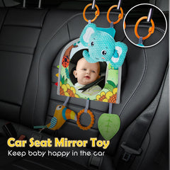 Lynncare hanging soft toys crinkle for baby entertainment during car rides.