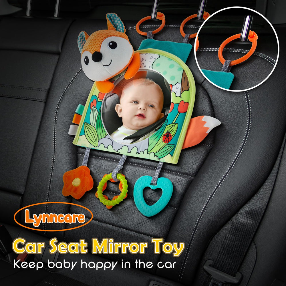 Lynncare car seat toy with hanging soft toys for tactile exploration