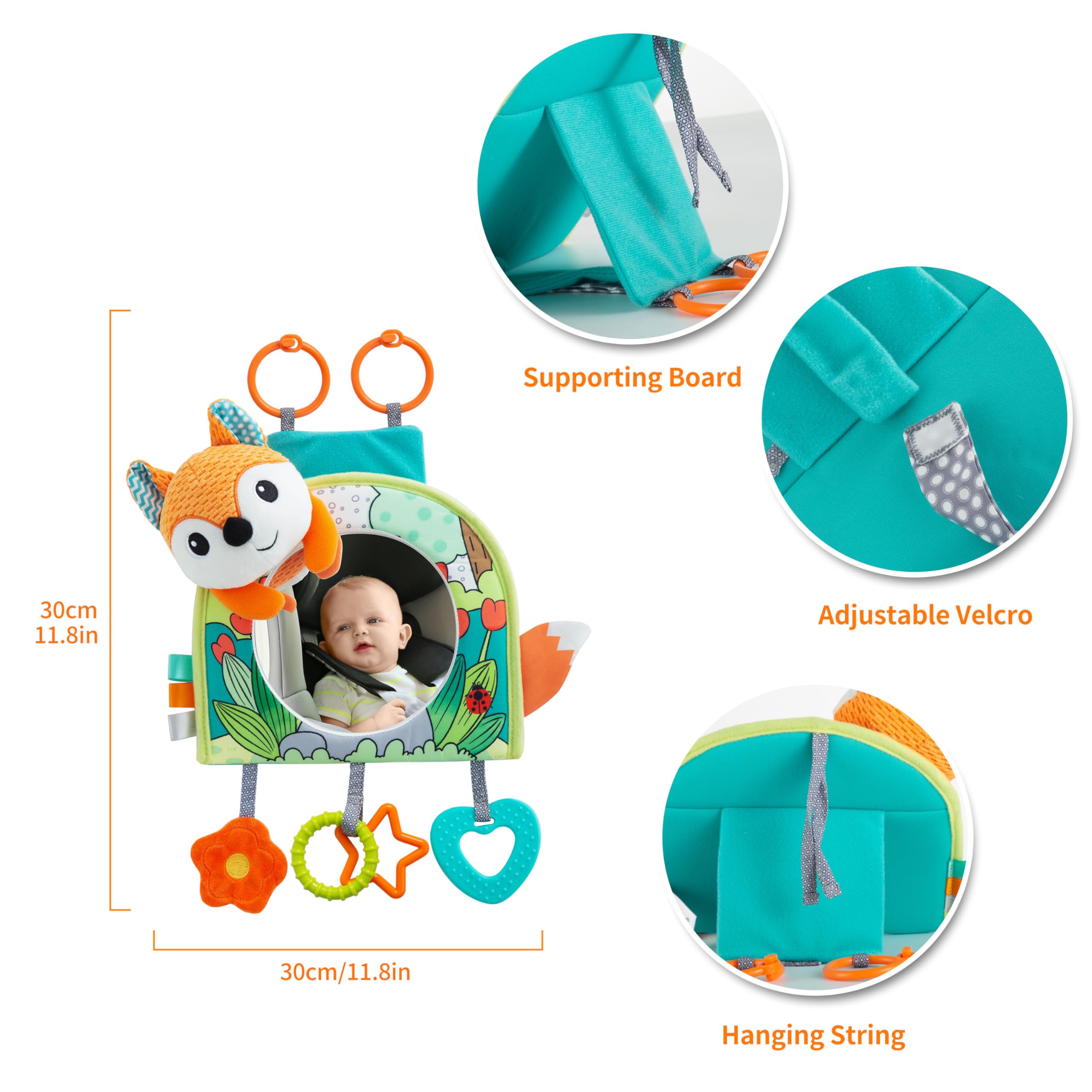 Lynncare car seat toy large baby-safe mirror for visual engagement