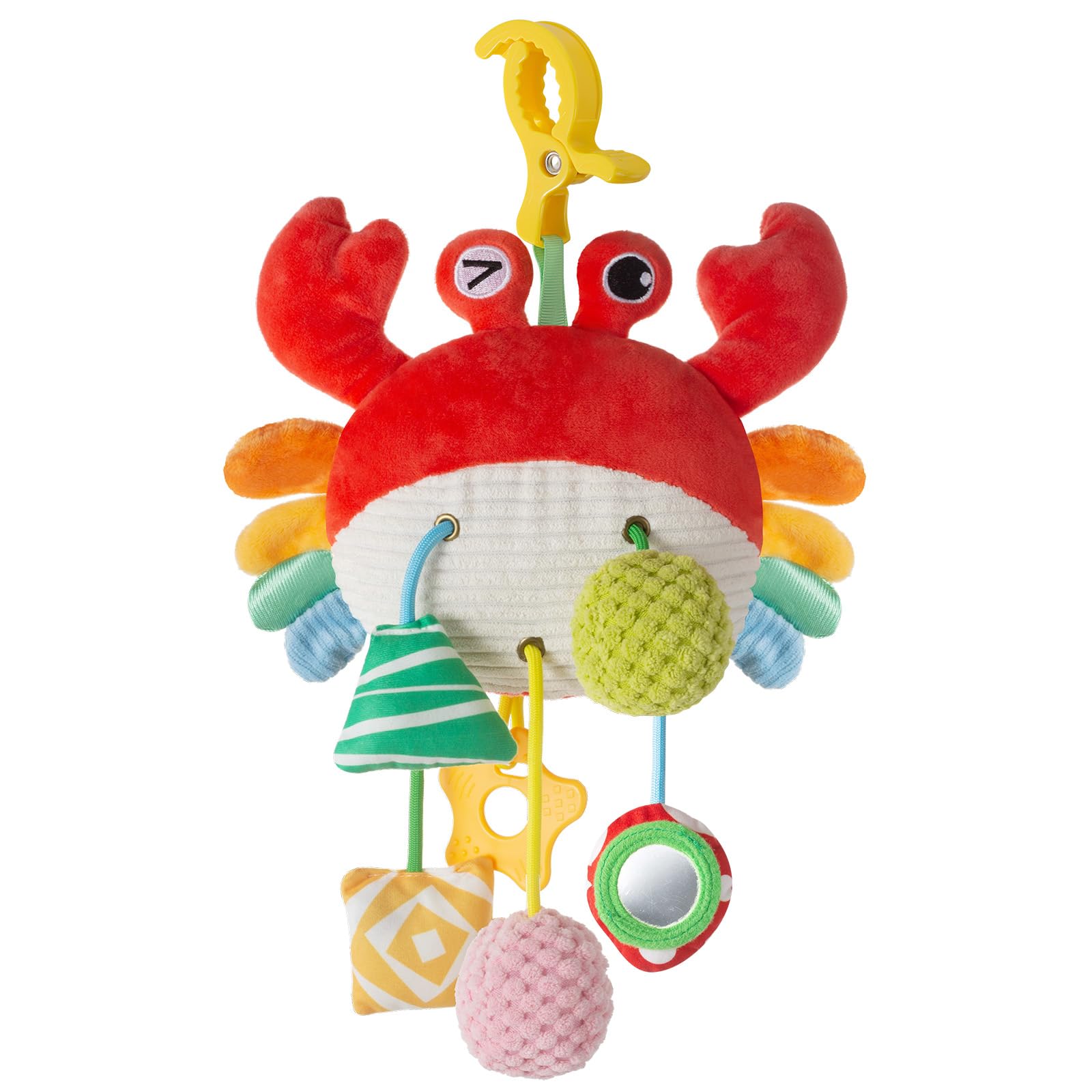Lynncare car seat toy with multi-drawstring for tiny hands during car rides