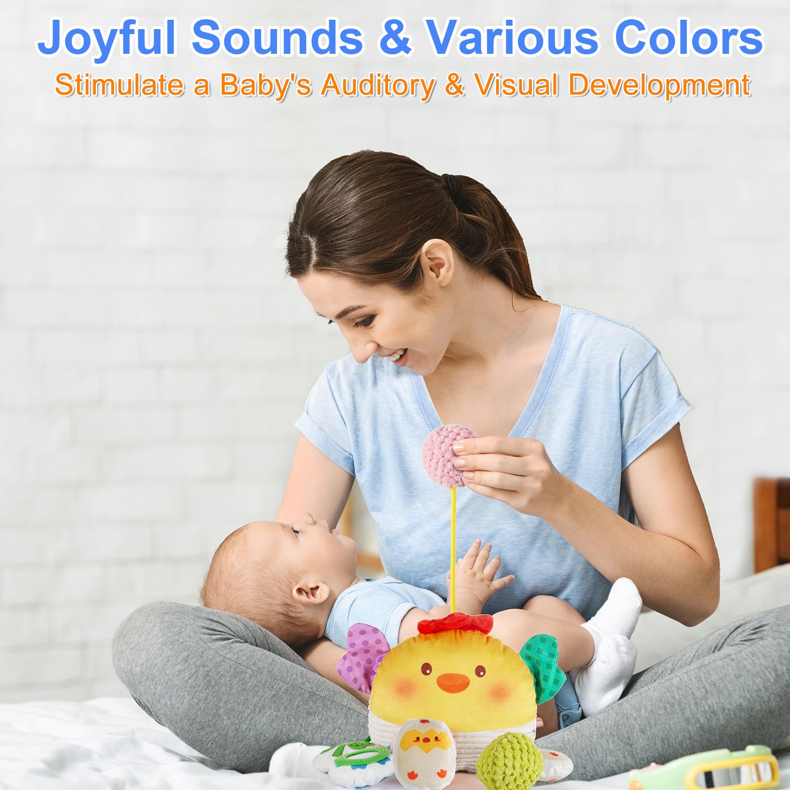 Lynncare rattle squeaky toy encourages cause-and-effect play during outings