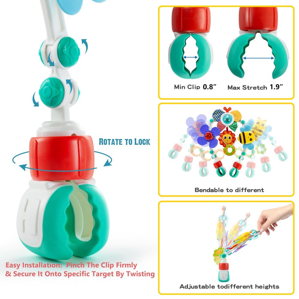 Lynncare universal arch fit clips adapt to cribs, car seats, and strollers