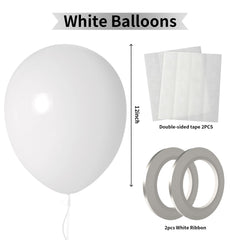 LYNSP white balloons with ribbons for easy wall and arch decorations
