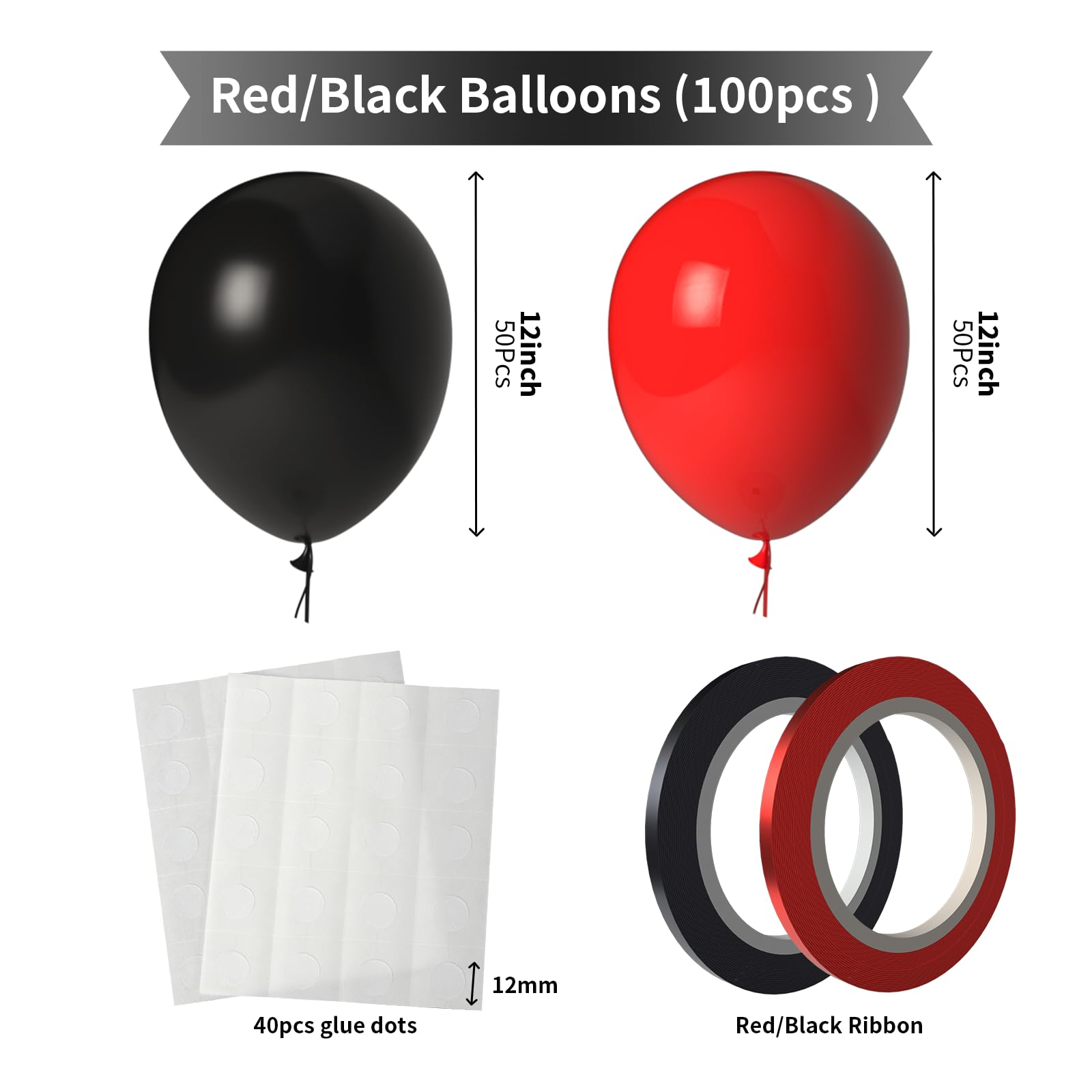LYNSP black 12-inch latex balloon for elegant, versatile color schemes