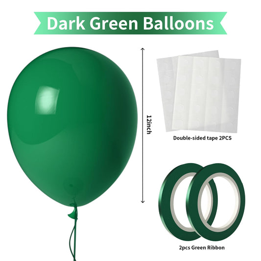 Close-up of LYNSP dark green latex balloons showing smooth texture