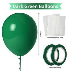 Close-up of LYNSP dark green latex balloons showing smooth texture