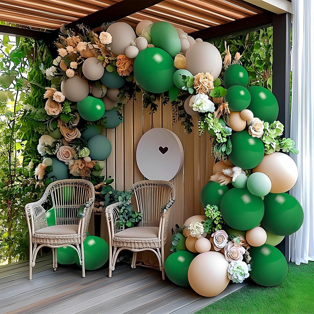 LYNSP party setup with 12-inch dark green balloons for celebrations