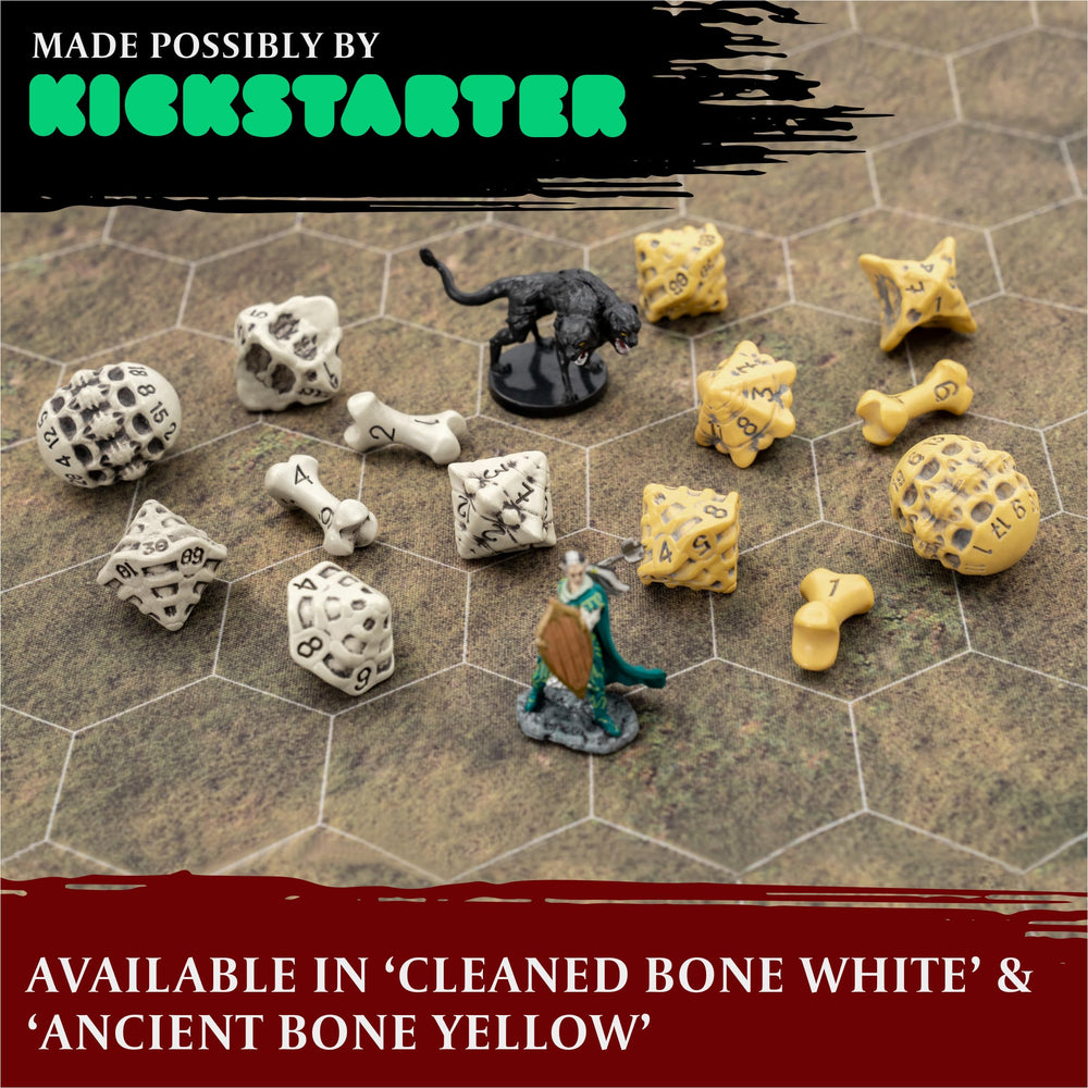 LYNX skull & bone D12 dice with bone-white pigment for immersive fantasy sessions.