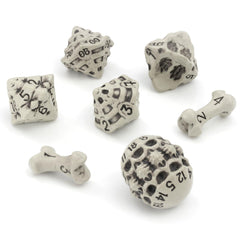 LYNX DND skull & bone D20 dice in white finish for dramatic tabletop rolls.