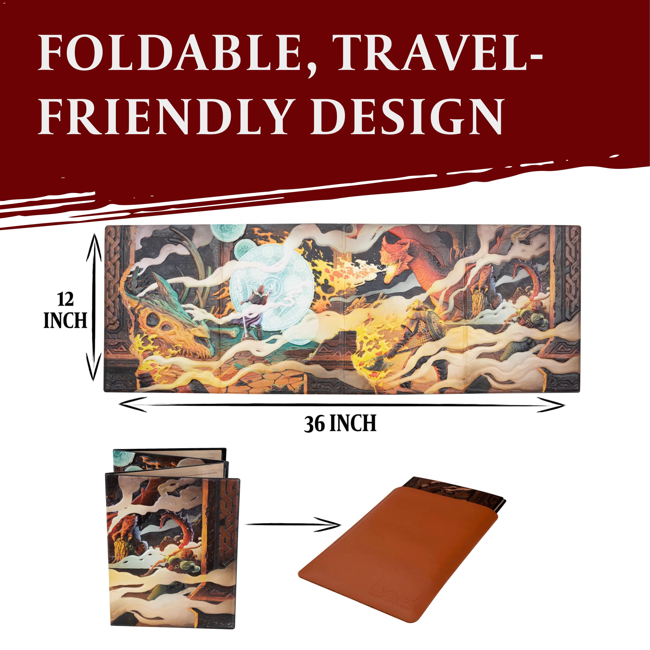 LYNX DND DM Screen portable faux-leather sleeve supports easy transport.