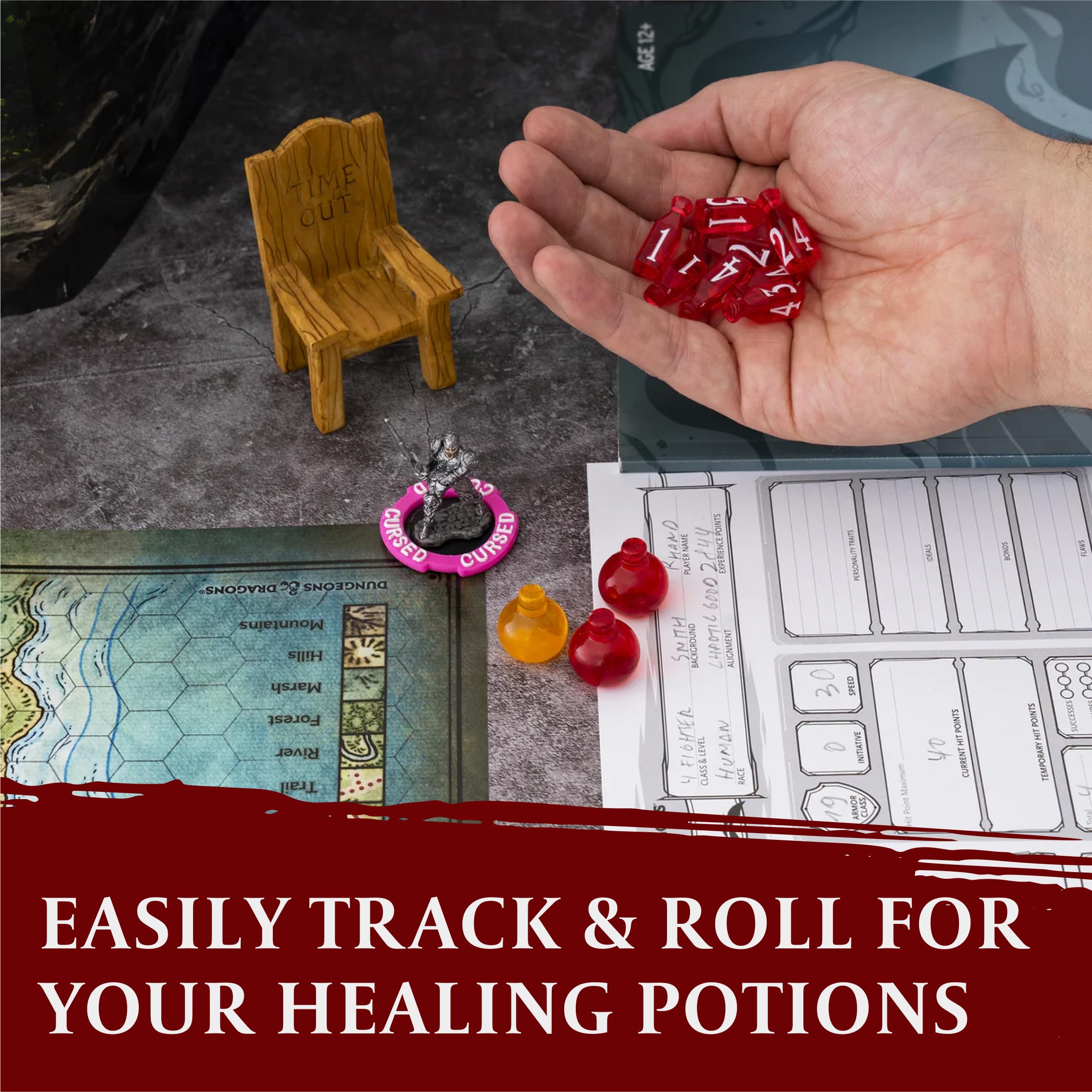 LYNX Healing Potion Tokens in use at the table during sessions.