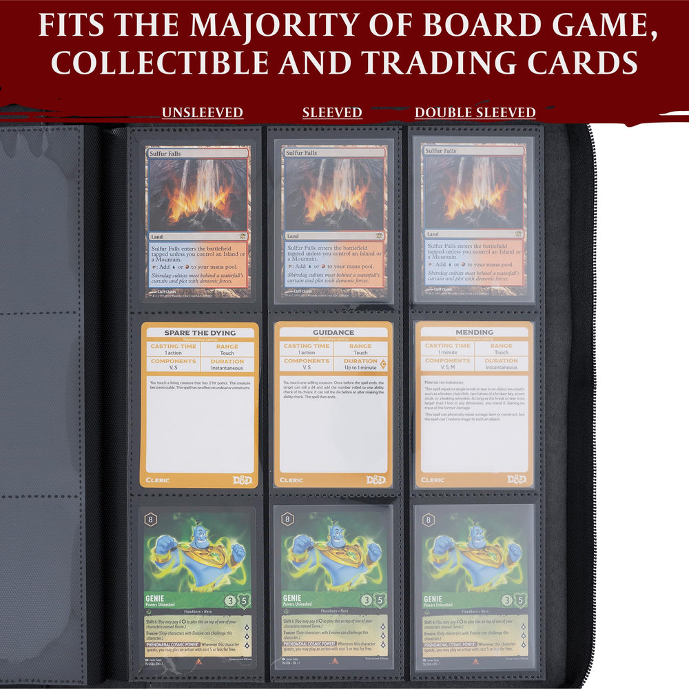 Pocket size and folder dimensions help plan card organization.
