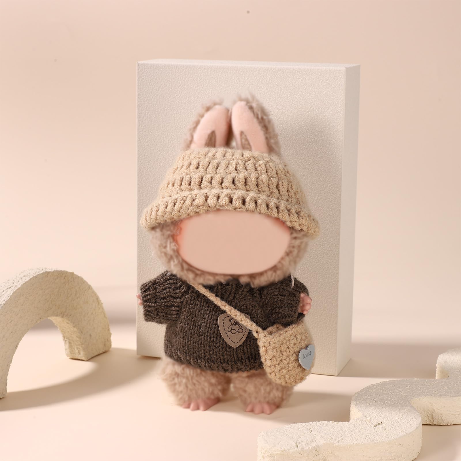 Lyreh 3-piece brown doll outfit bag adds cute accessory for collections.