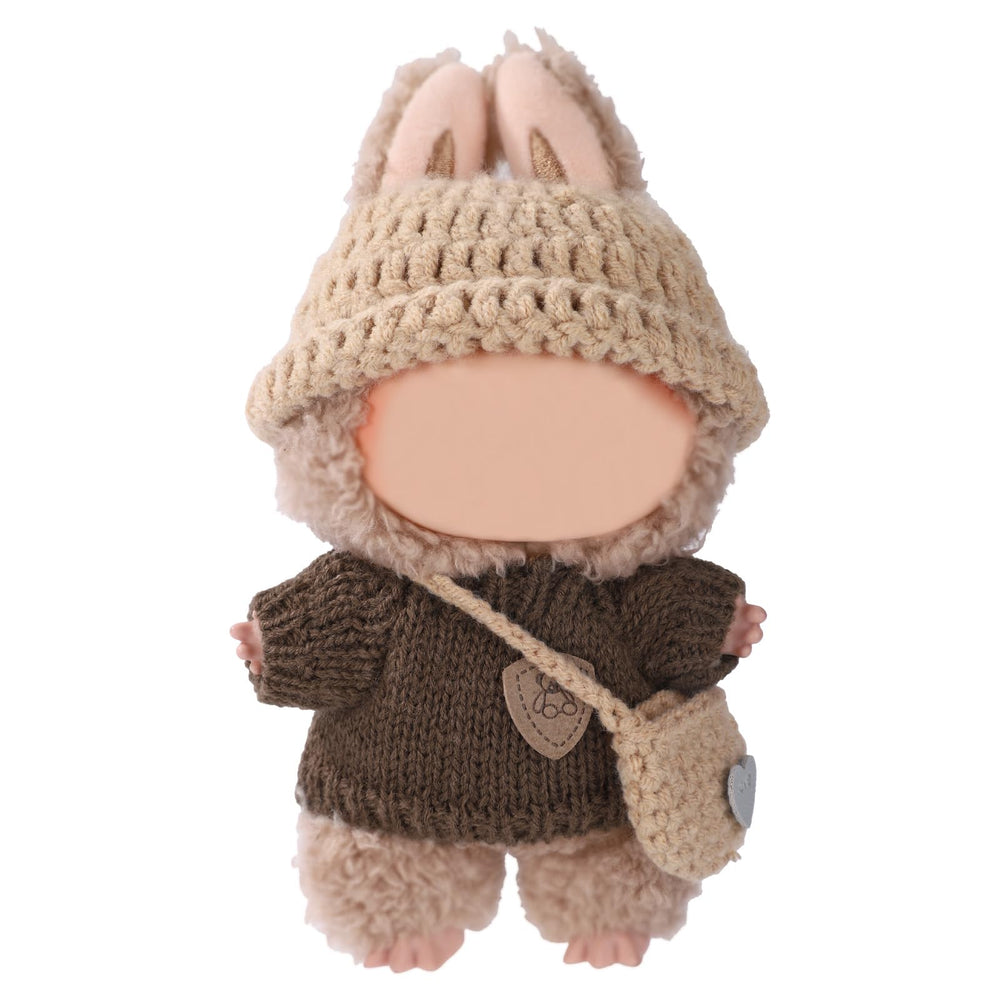 Lyreh 3-piece brown doll outfit hat highlights soft polyester for plush dolls.