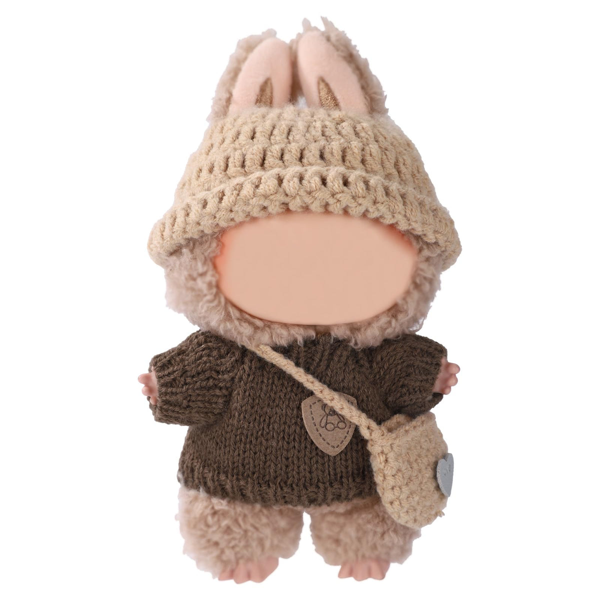 Lyreh 3-piece brown doll outfit hat highlights soft polyester for plush dolls.