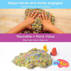 LYRK Silly Foam sticks together without dirtying clothes or furniture, simplifying clean up