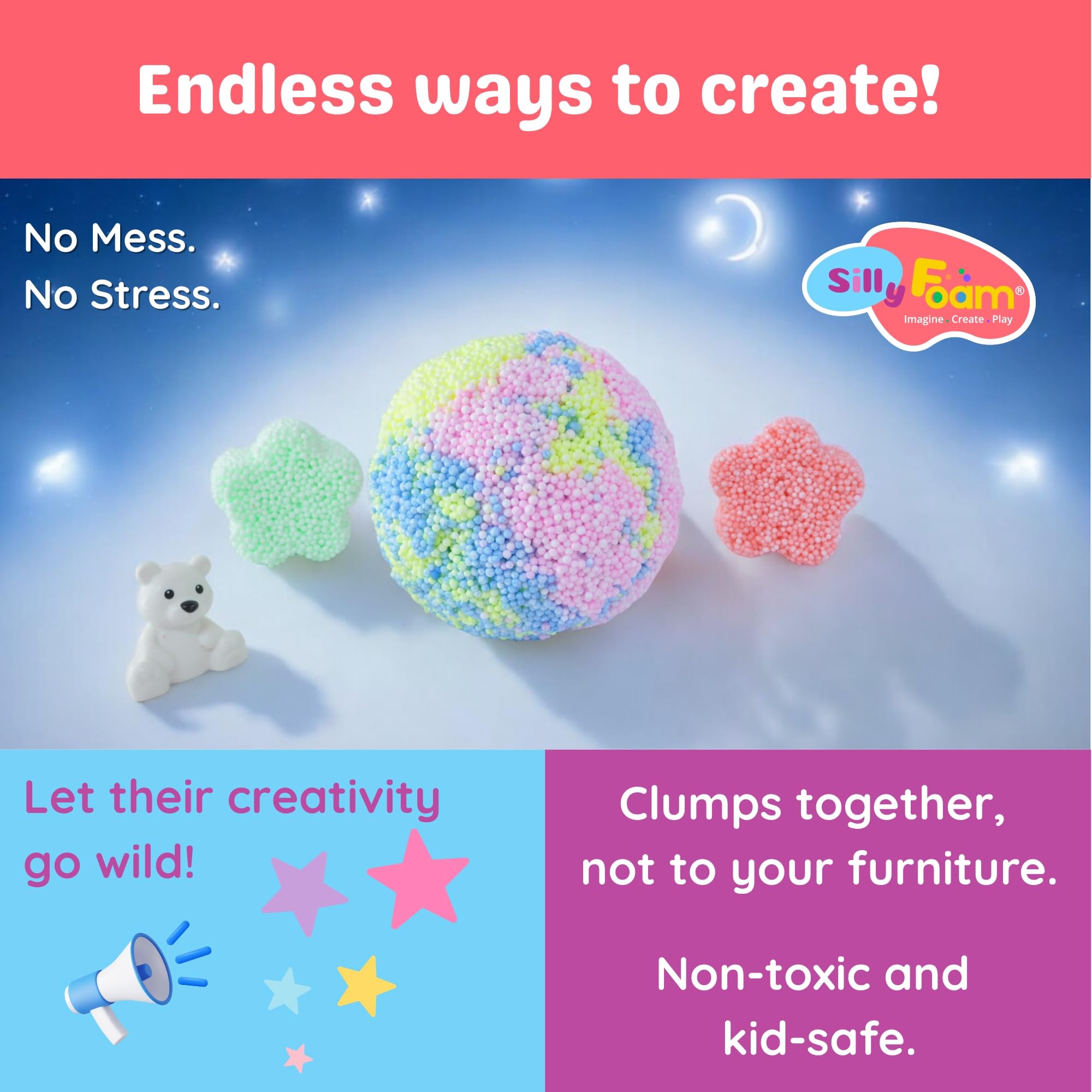 Travel-friendly LYRK Silly Foam beads kit for car rides