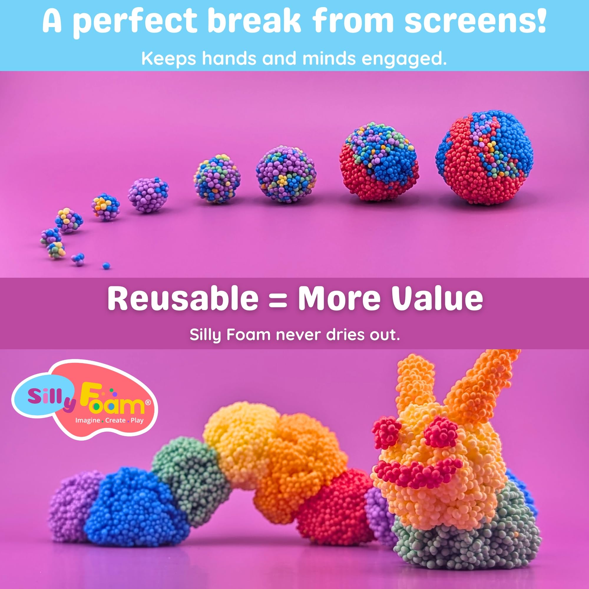 LYRK Silly Foam activates with kneading and offers a mess-free option.