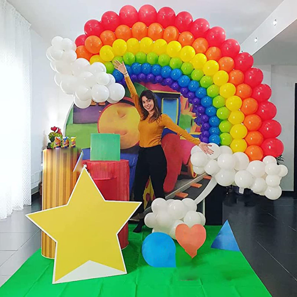 LYVEEF 175-piece kit ready for rainbow party decor across venues.