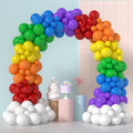 LYVEEF rainbow balloons arch kit front view with vivid hues for eye-catching decor.
