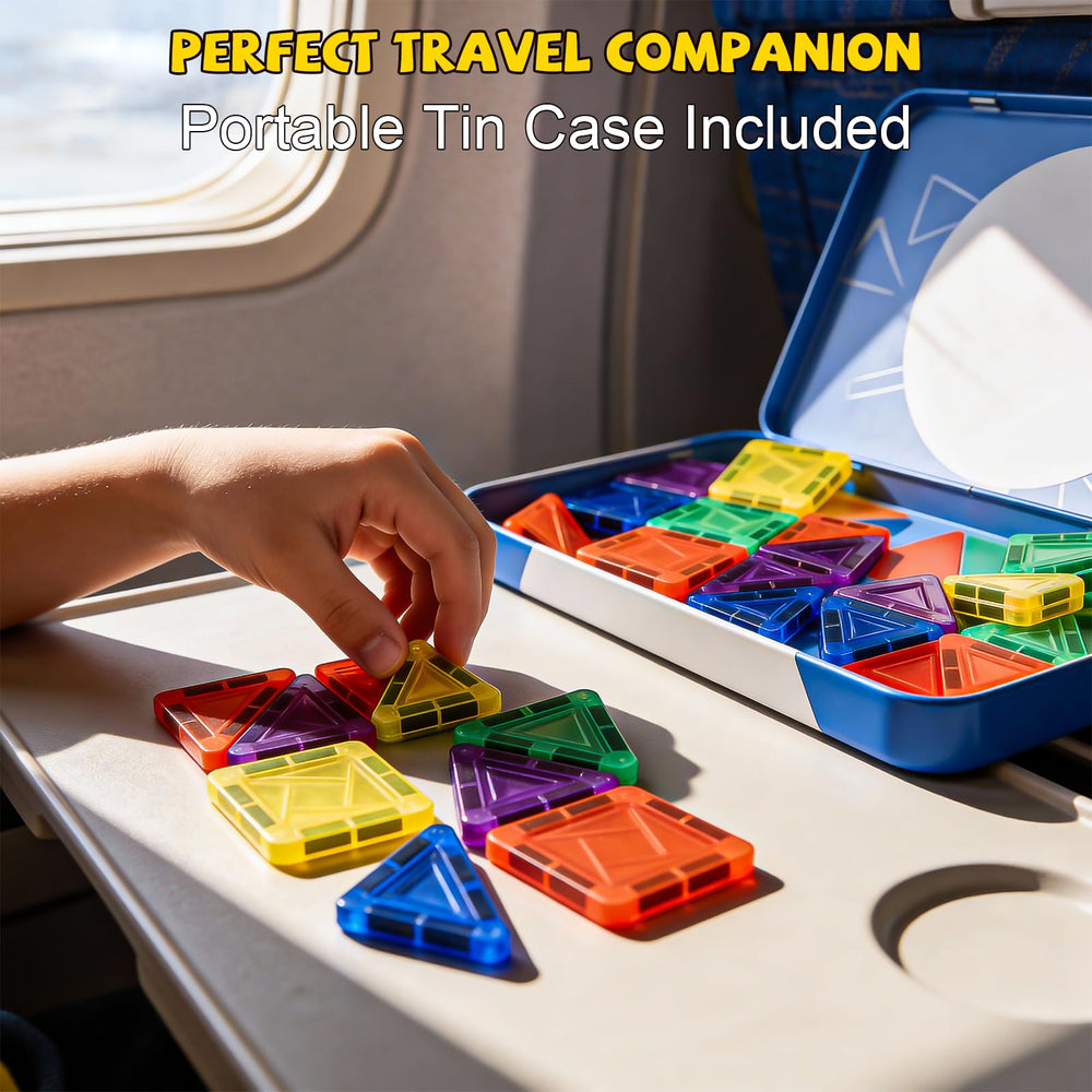 Lyzaoc magnetic tiles showing strong magnets for secure connections during open-ended play