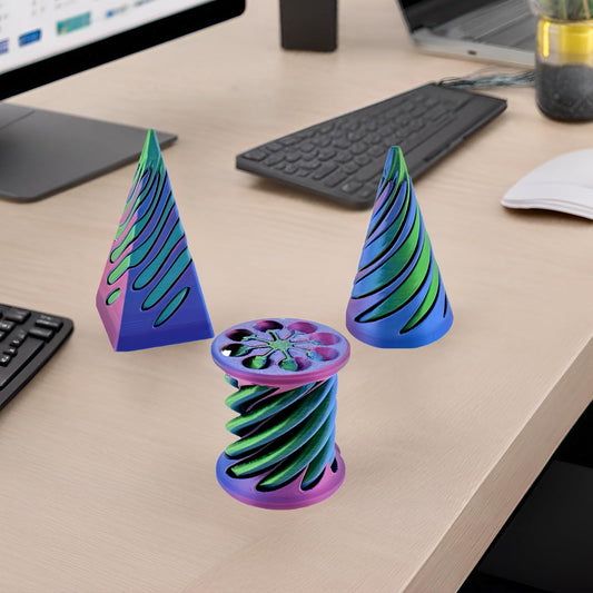 Lyzbbsoy spiral cone fidget assembly shows dual-piece design for versatile play.