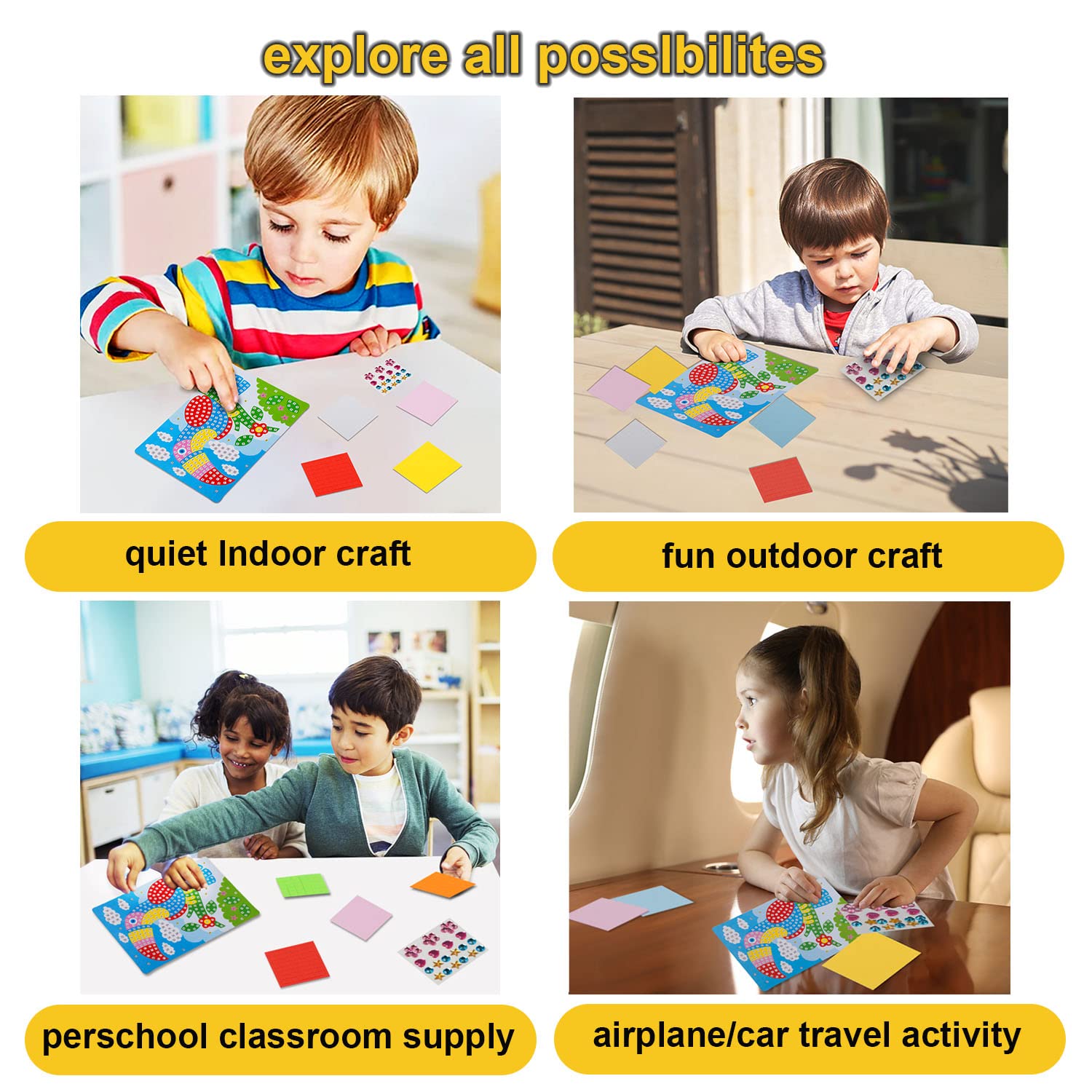 LZHZH woodpecker mosaic sticker fosters fine motor skills