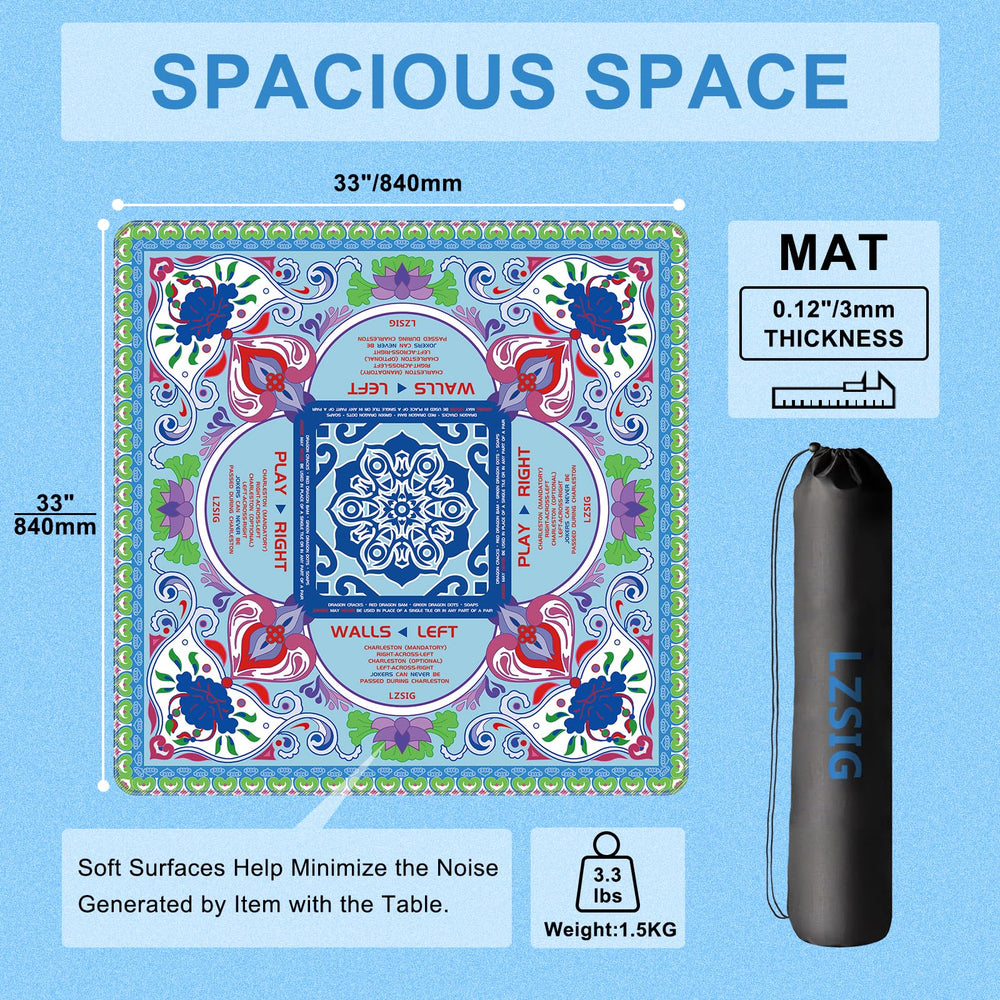 LZSIG Mahjong Mat blue travel bag demonstrates portable setup.