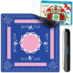 LZSIG mahjong mat with blue lotus pattern for smooth tile gliding and enhanced gameplay