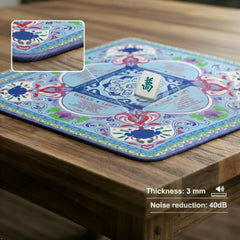 LZSIG Mahjong Mat 33x33 blue surface close-up reveals water-resistant finish.