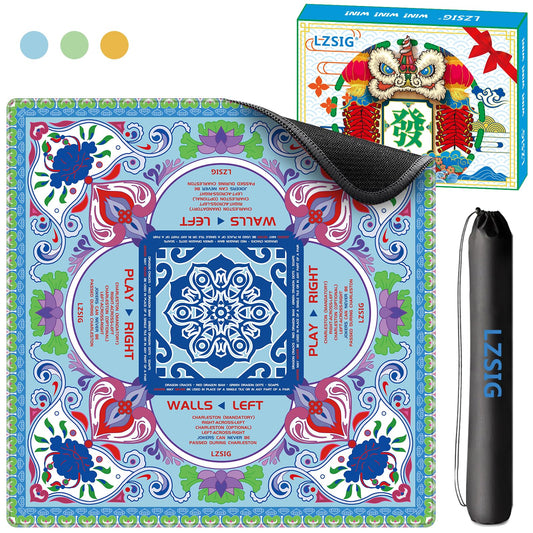 LZSIG Mahjong Mat 33x33 blue top view with smooth tile glide.